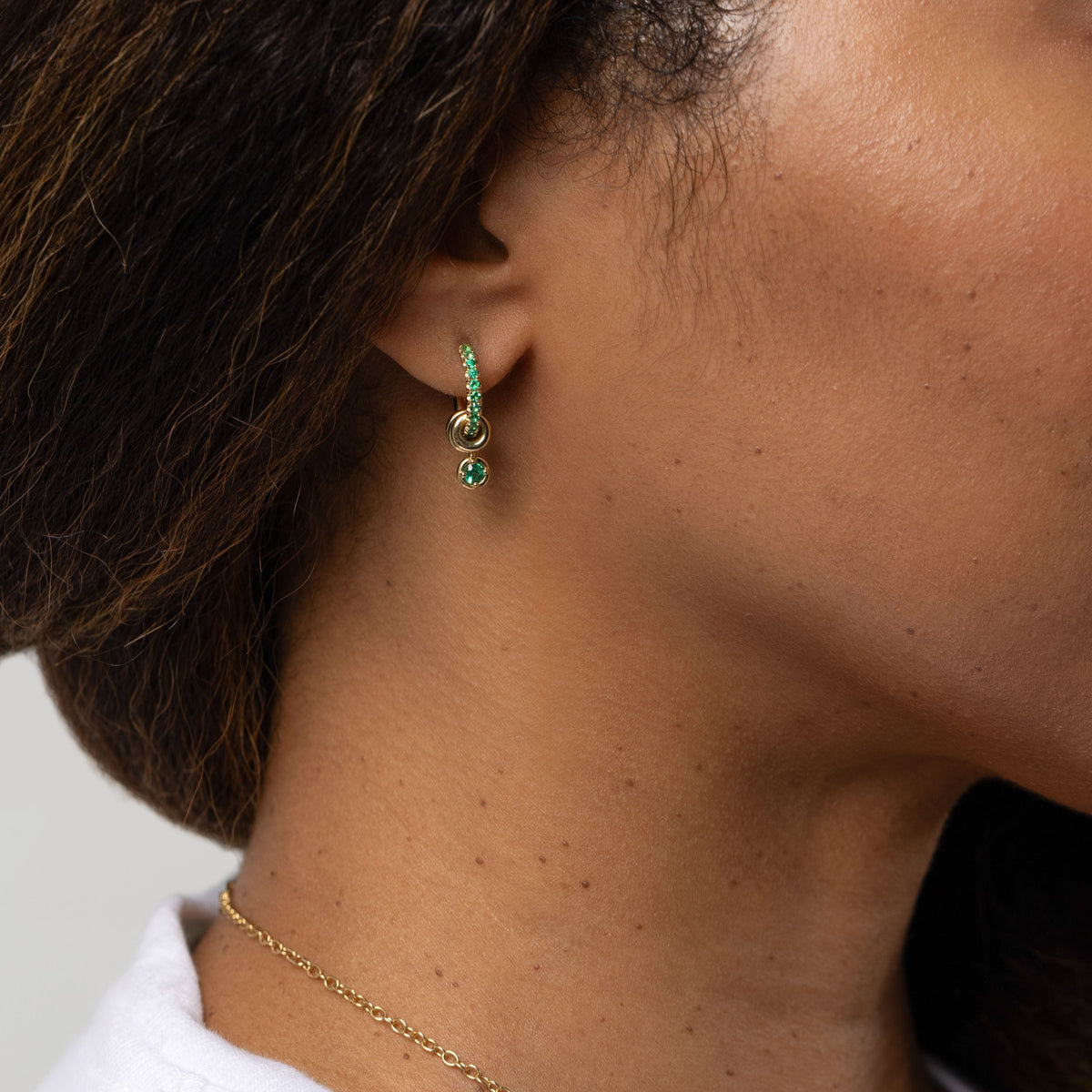 Spinelli Kilcollin Zahra Pavé YG Emerald Earrings earrings, view 2