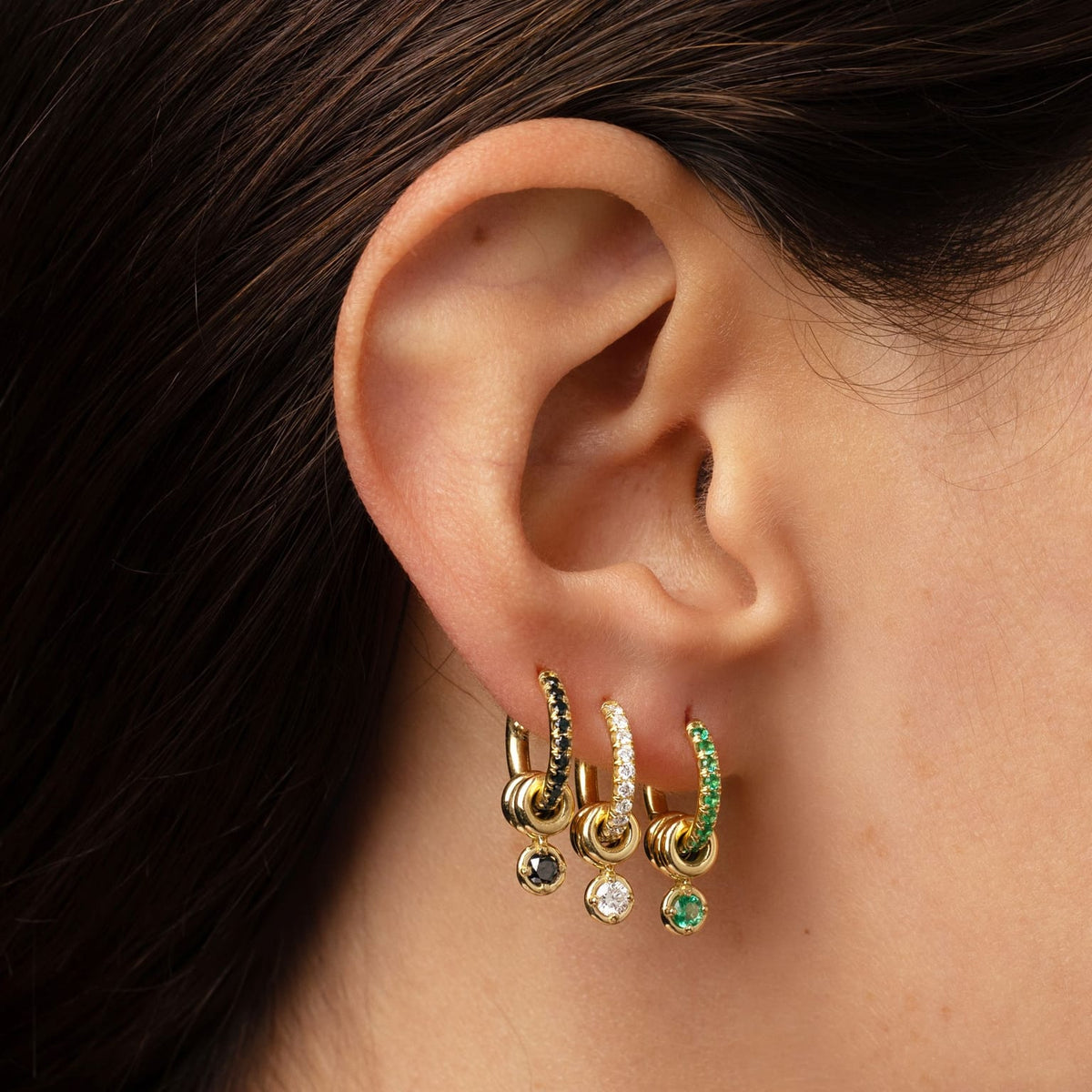 Spinelli Kilcollin Zahra Pavé YG Noir Earrings earrings, view 2