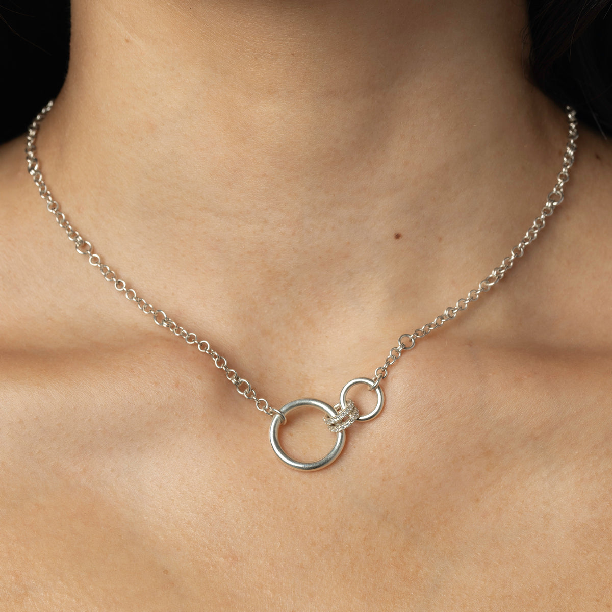 Cerys Silver Pavé Linked Necklace
