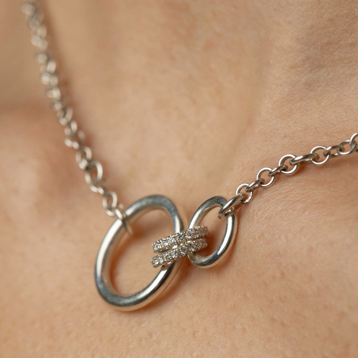 Cerys Silver Pavé Linked Necklace