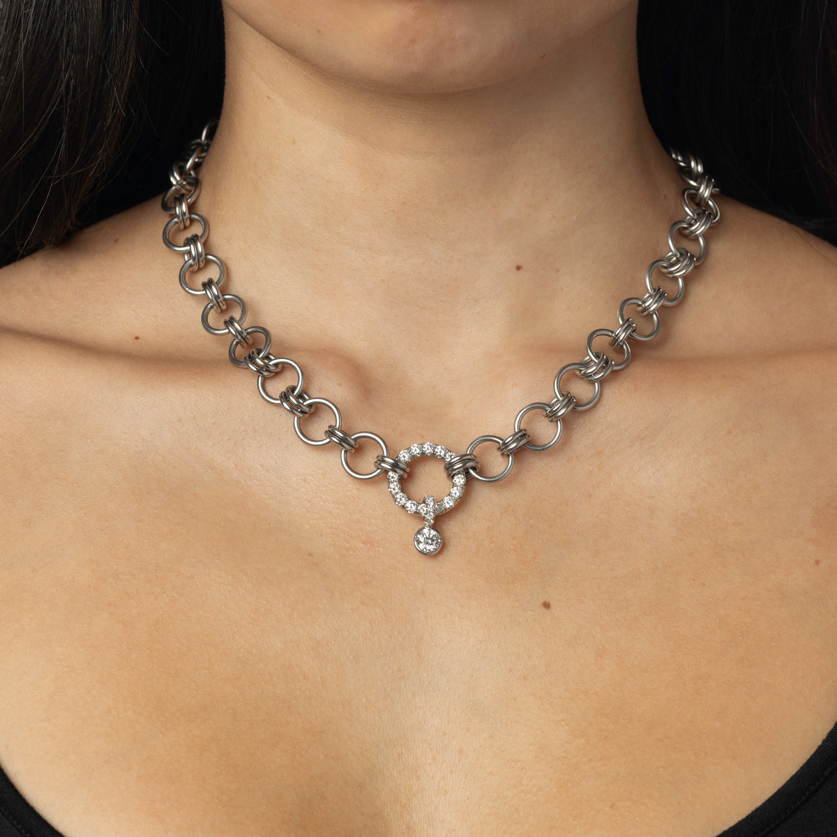 Hesper Platinum Pavé Necklace