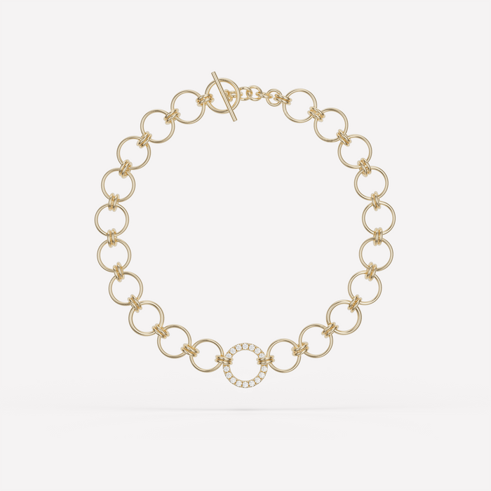 Titan YG Pavé Linked Necklace