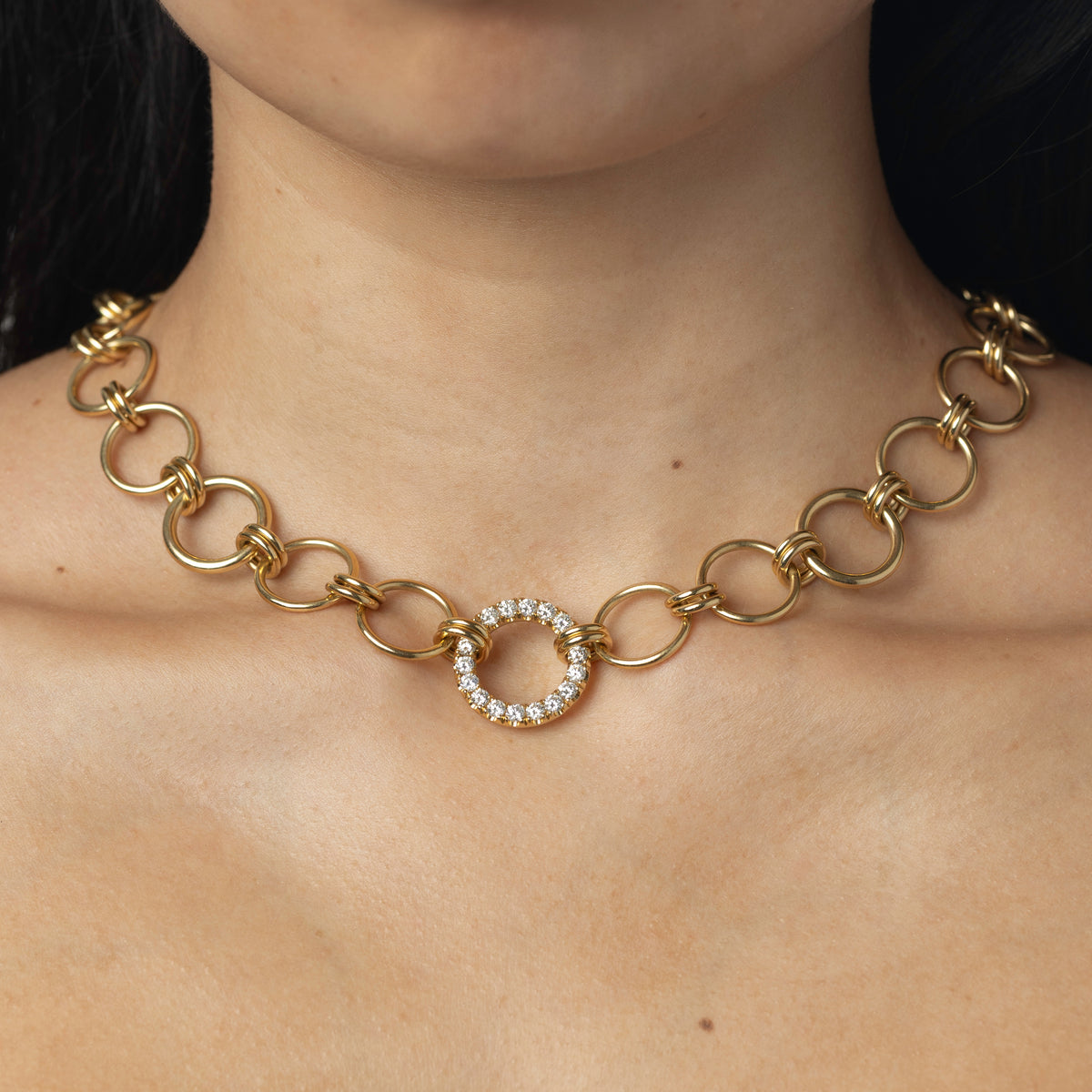 Titan YG Pavé Linked Necklace