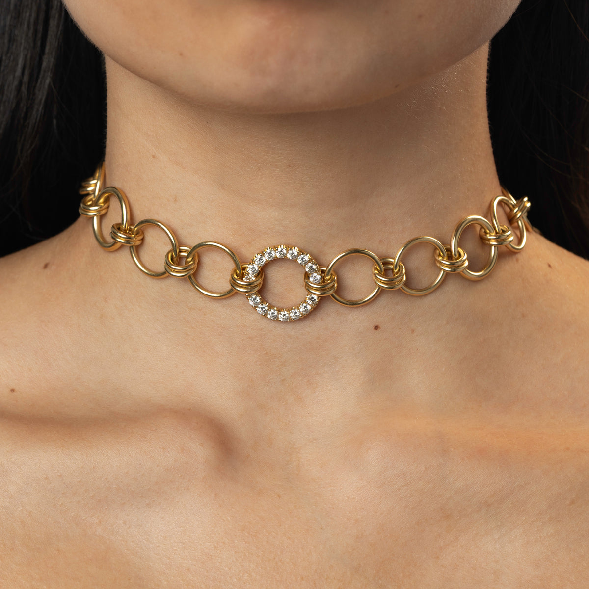 Titan YG Pavé Linked Necklace