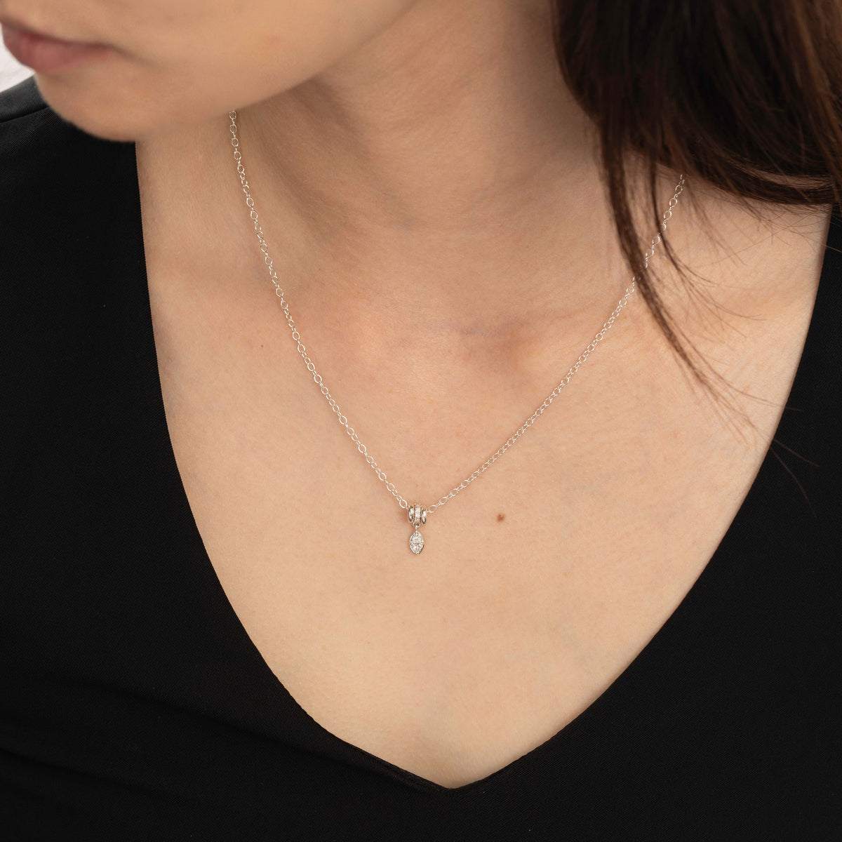 Spinelli Kilcollin Vesta Marquise Silver Pavé necklace, view 2