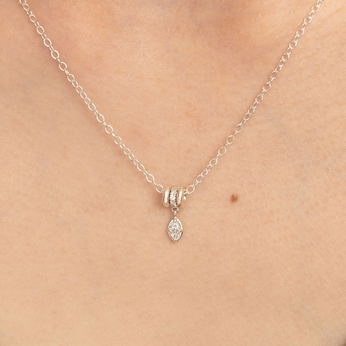 Spinelli Kilcollin Vesta Marquise Silver Pavé necklace, view 3