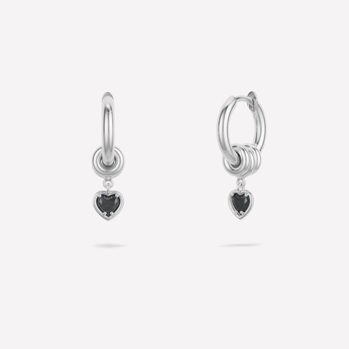 Spinelli Kilcollin Zahra Heart Silver Noir Earrings